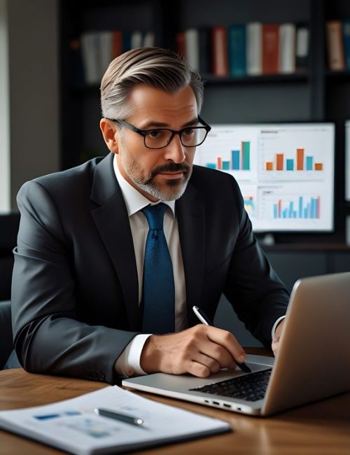 Entrepreneur investor manager using computer…